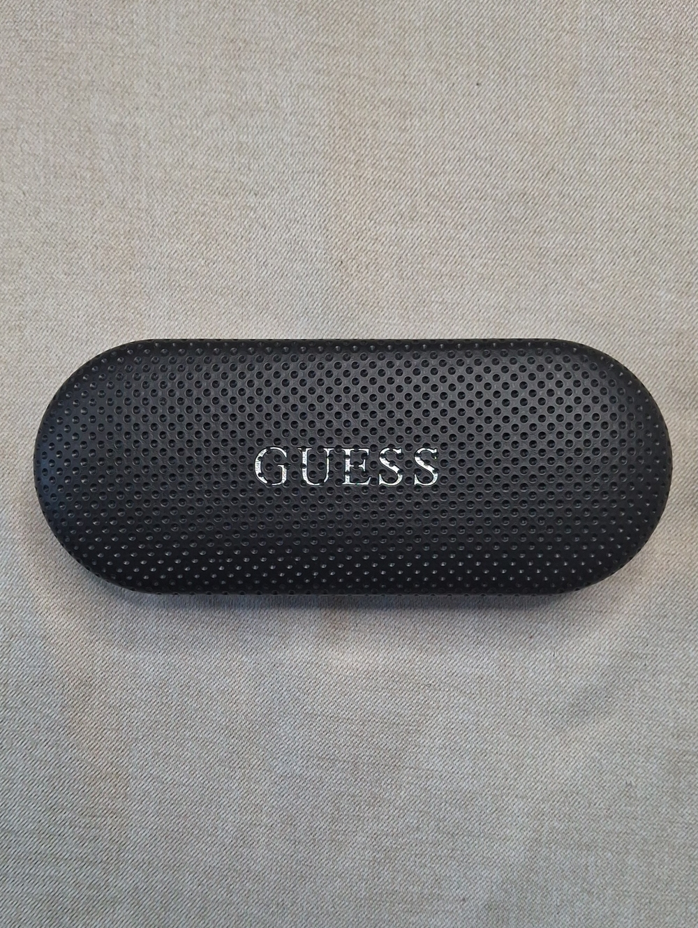 Guess Black Perforated Hard Sunglasses Case with Silver Logo